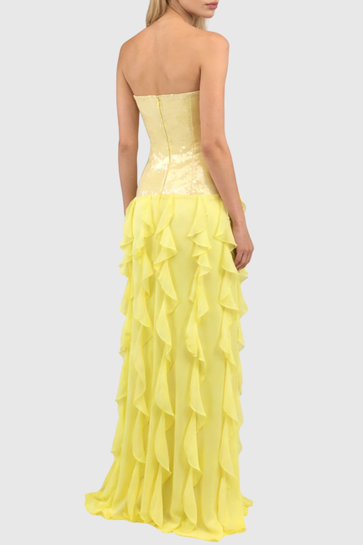 Horace Strapless Sequin Ruffle Maxi Dress