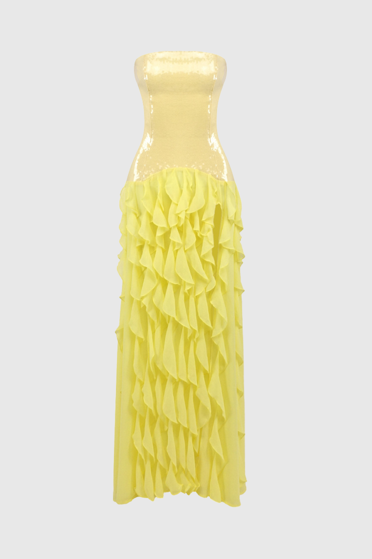 Horace Strapless Sequin Ruffle Maxi Dress