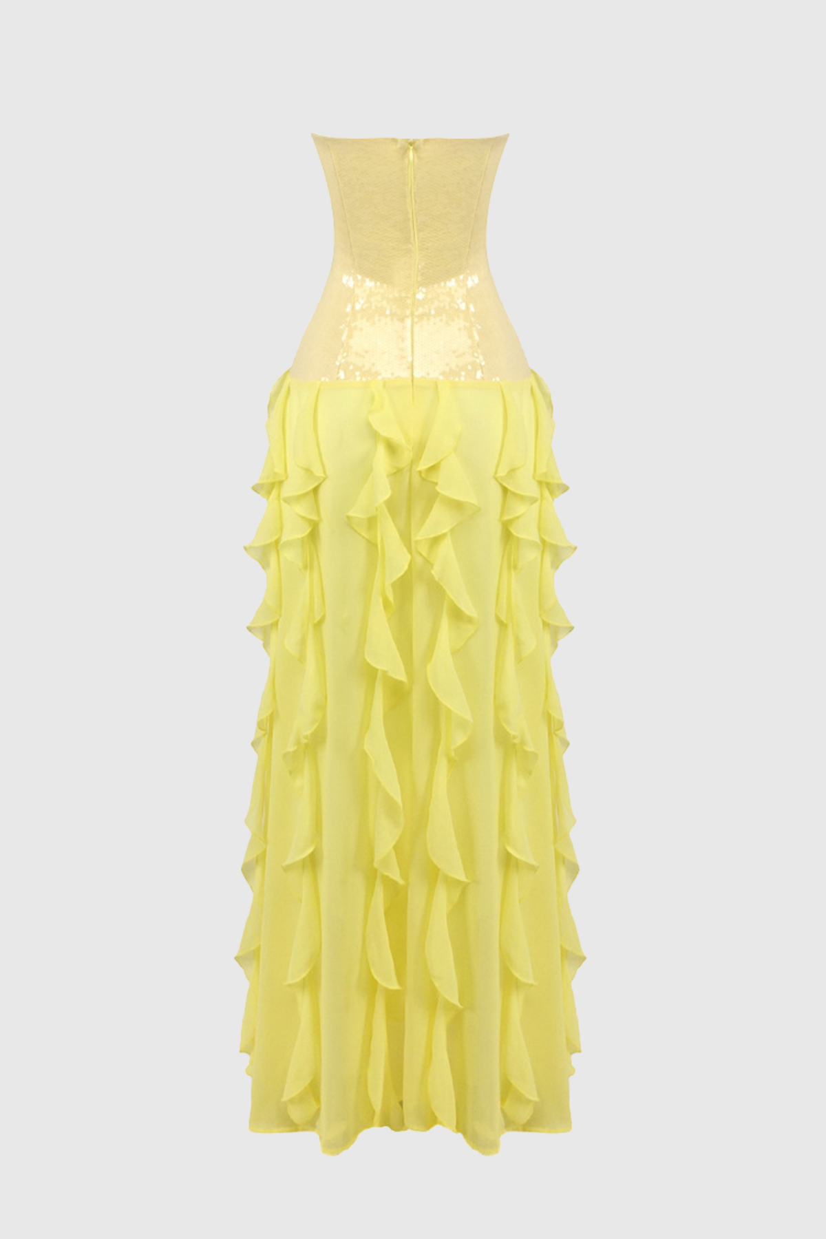 Horace Strapless Sequin Ruffle Maxi Dress
