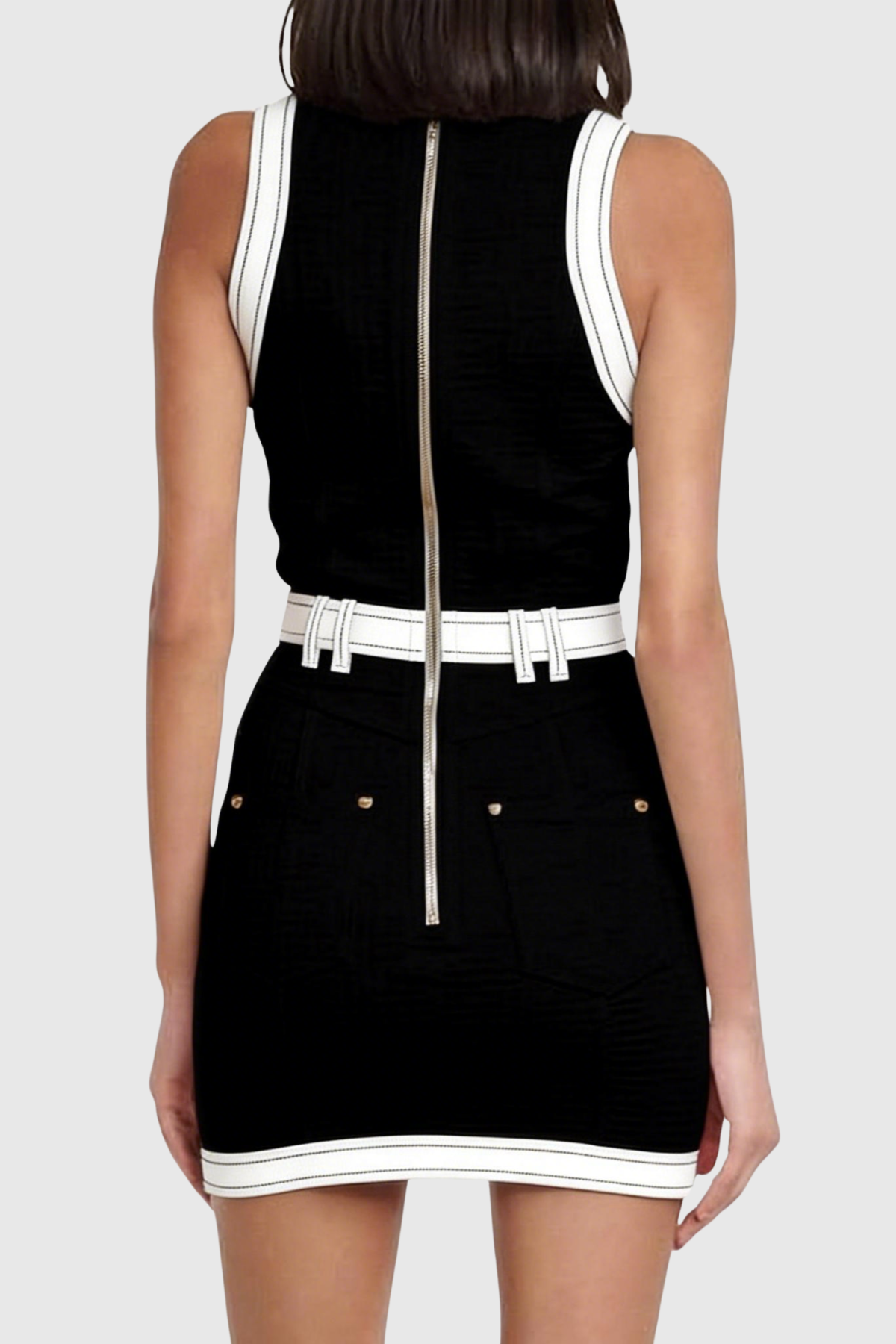 Hoshi Sleeveless Buttoned Mini Dress - Black
