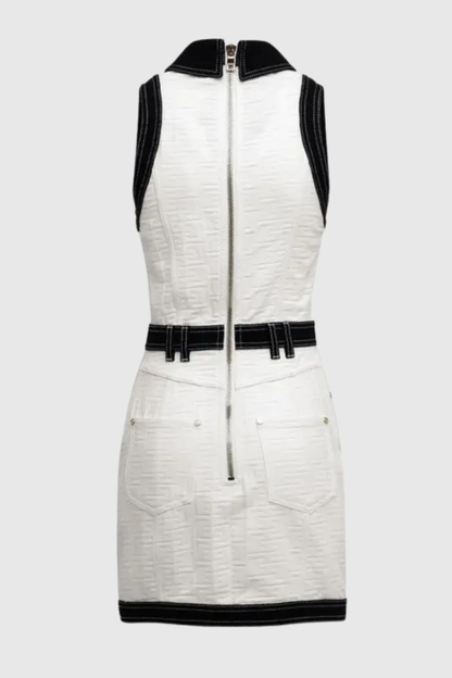 Hoshi Sleeveless Buttoned Mini Dress - White