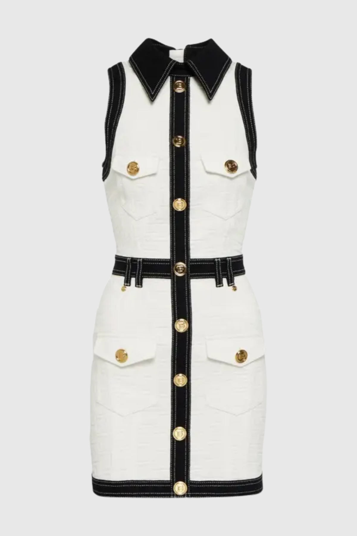 Hoshi Sleeveless Buttoned Mini Dress - White