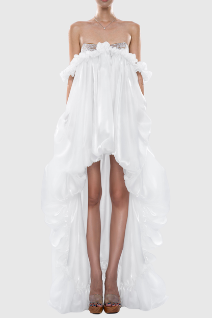 Icha Strapless Balloon Maxi Dress - White
