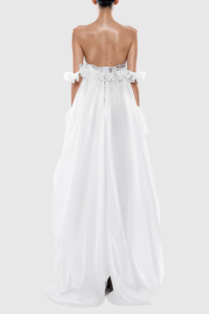 Icha Strapless Balloon Maxi Dress - White