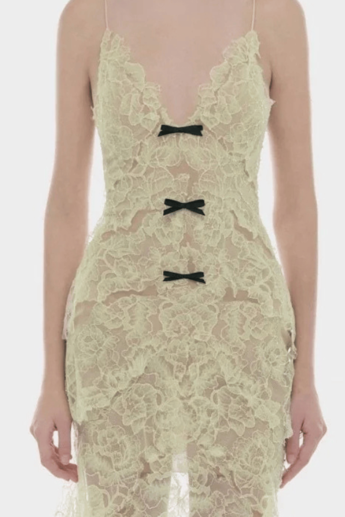 Ichaba Bow Lace Midi Dress - Green