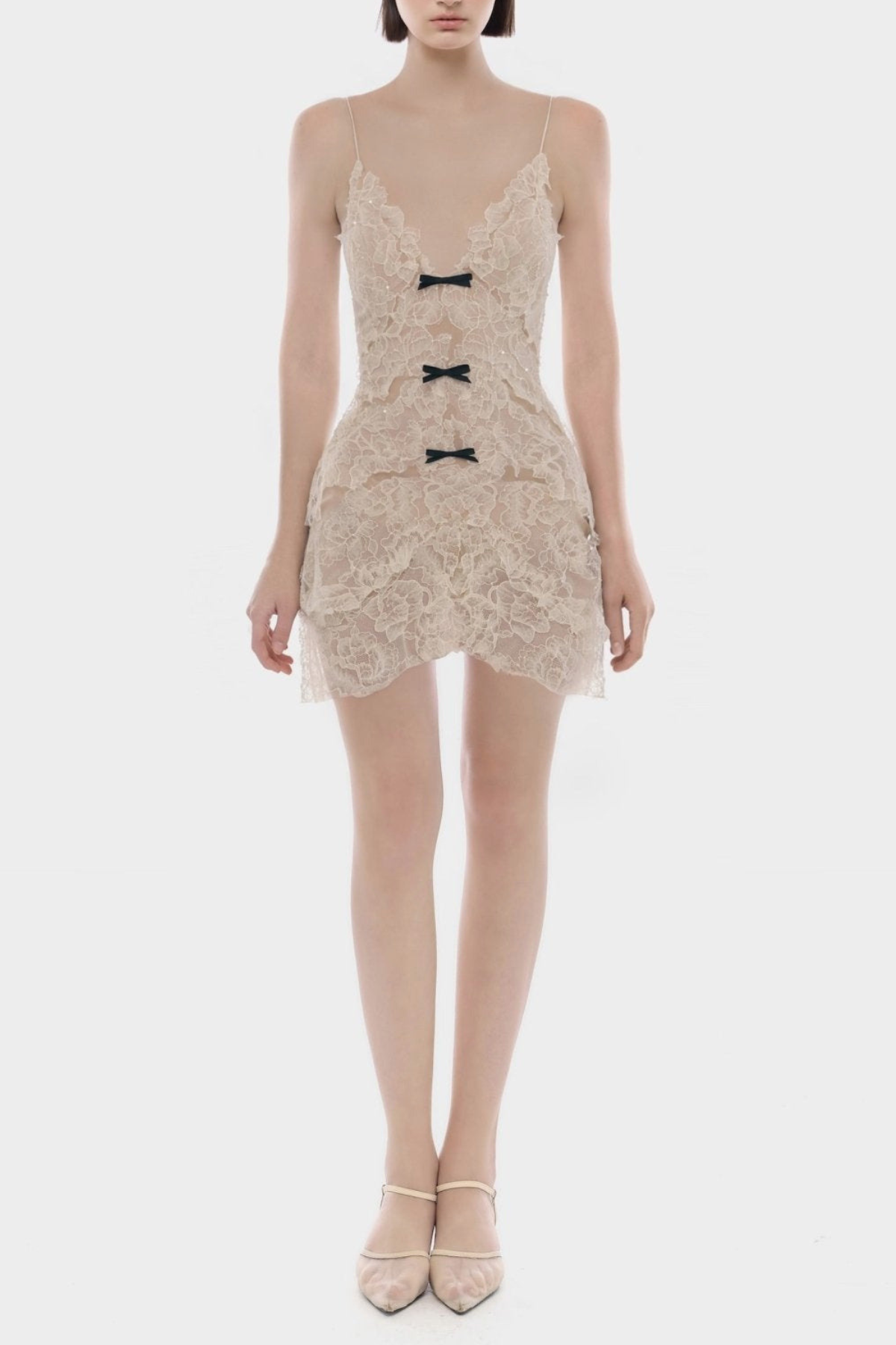 Ichaba Bow Lace Mini Dress