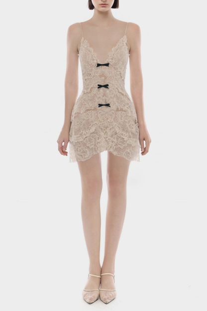 Ichaba Bow Lace Mini Dress