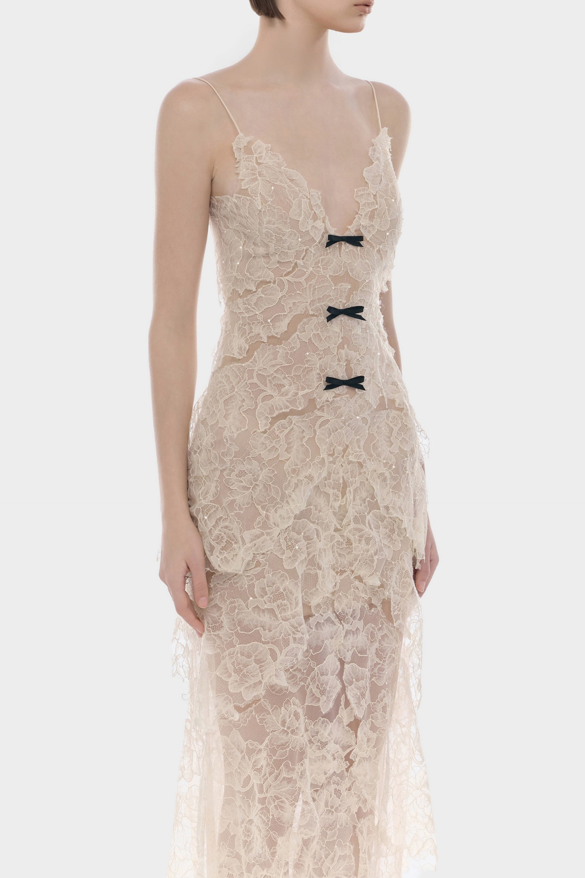 Ichaba Bow Lace Mini Dress