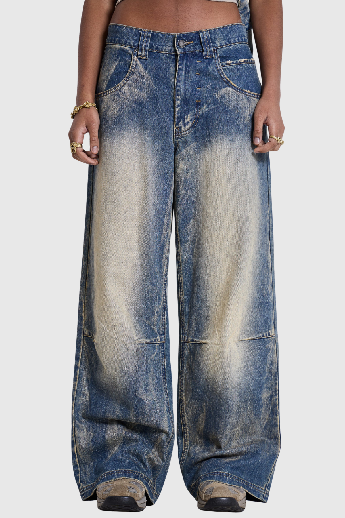 Idao Ethereal Wing Print Jeans - Blue