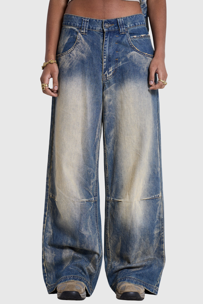 Idao Ethereal Wing Print Jeans - Blue