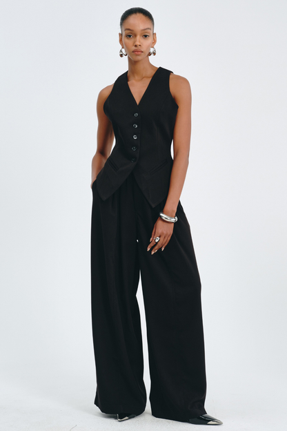 Idrila Vest & Trousers Set - Black