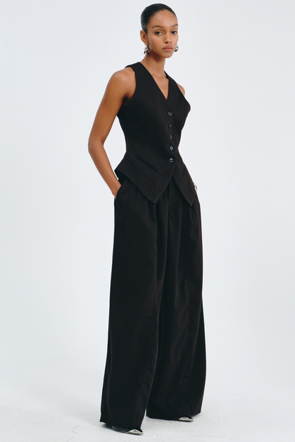 Idrila Vest & Trousers Set - Black