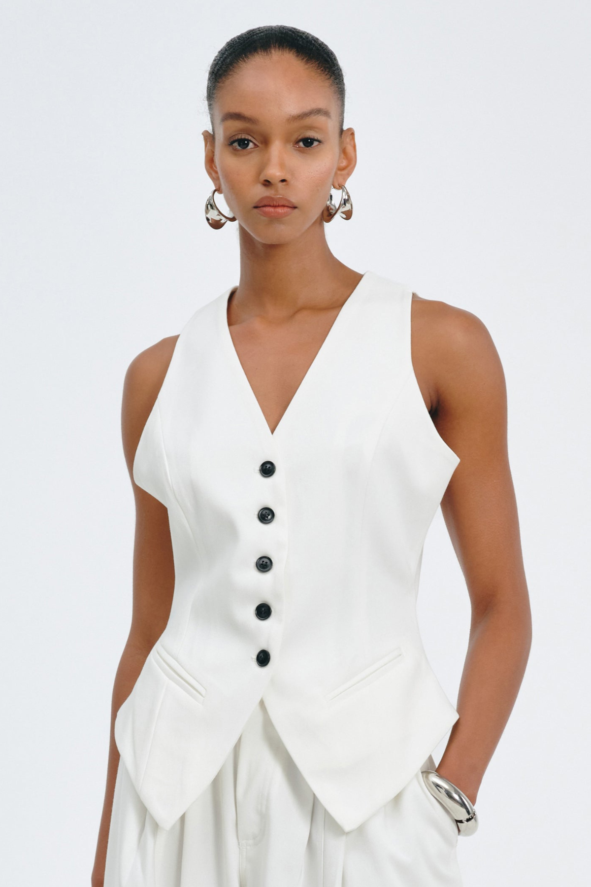 Idrila Vest & Trousers Set - White