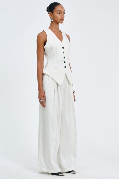 Idrila Vest & Trousers Set - White
