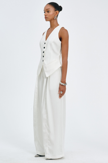 Idrila Vest & Trousers Set - White