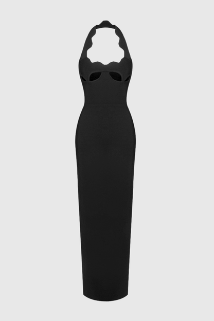 Ifuru Halter Cutout Maxi Bandage Dress - Black