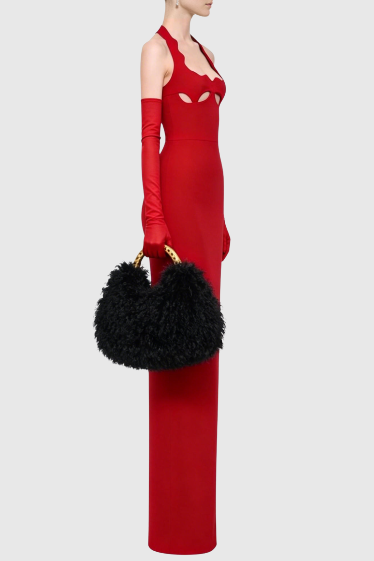 Ifuru Halter Cutout Maxi Bandage Dress - Red