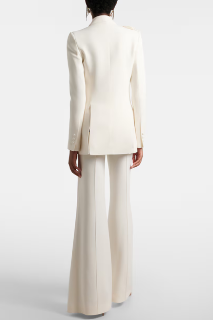 Igoria Floral Appliqué Blazer & Pants Set - White