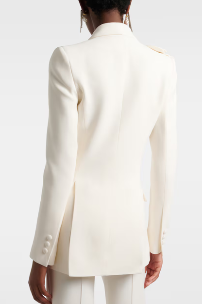 Igoria Floral Appliqué Blazer & Pants Set - White