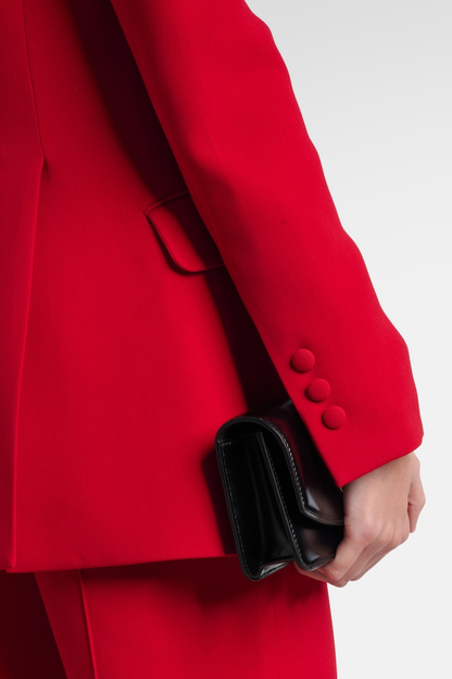 Igoria Floral Appliqué Blazer & Pants Set - Red