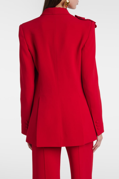 Igoria Floral Appliqué Blazer & Pants Set - Red