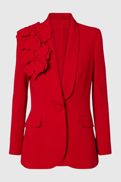 Igoria Floral Appliqué Blazer & Pants Set - Red