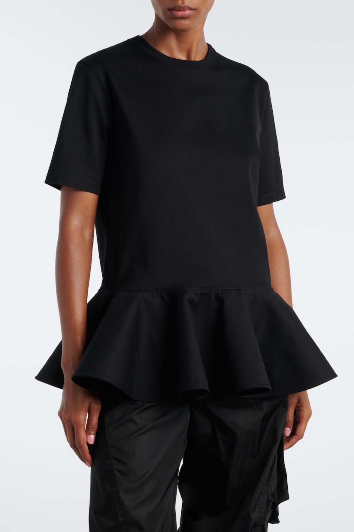 Iisara Peplum T-shirt - Black