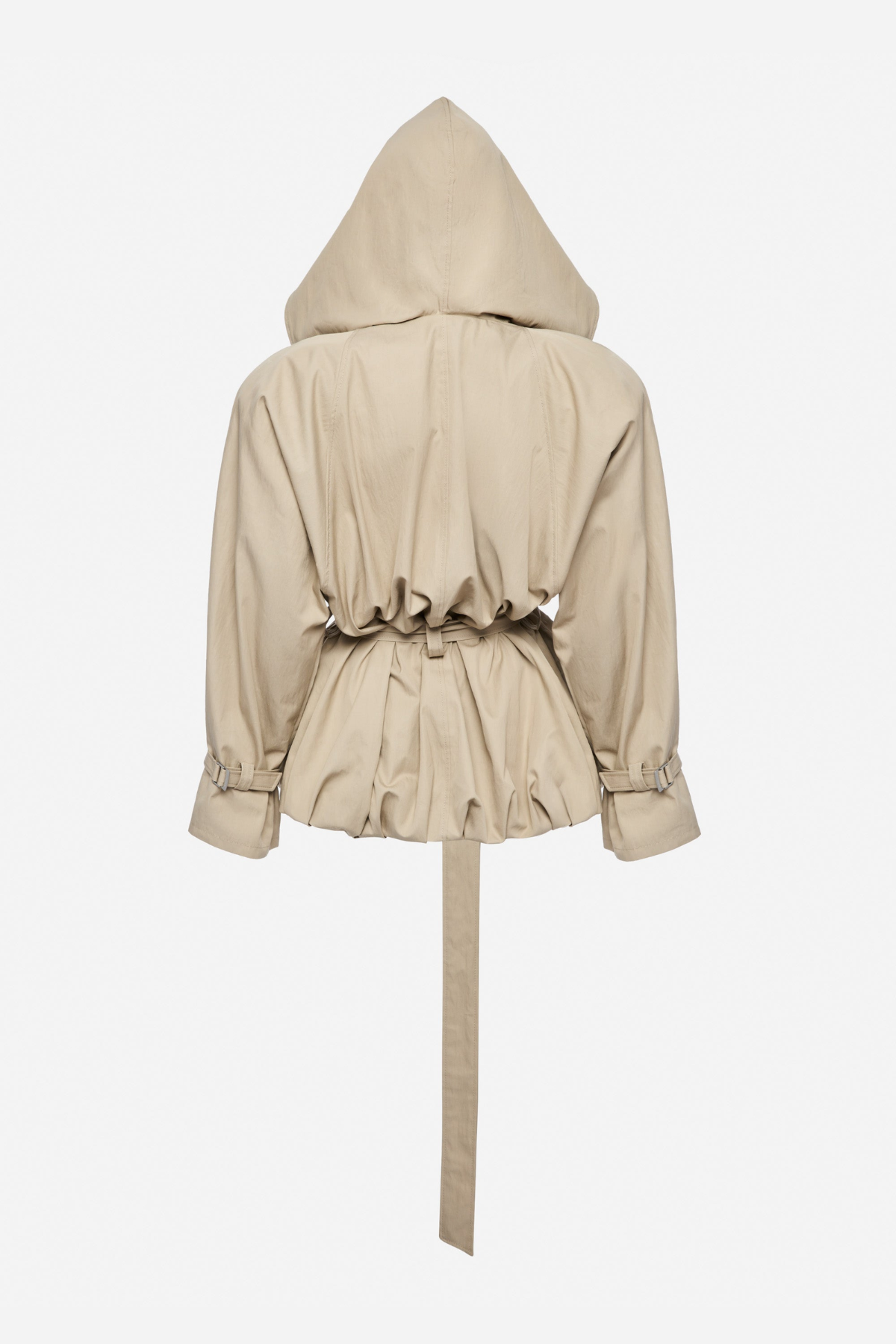 Ilsafa Hooded Bubble Belted Jacket - Khaki