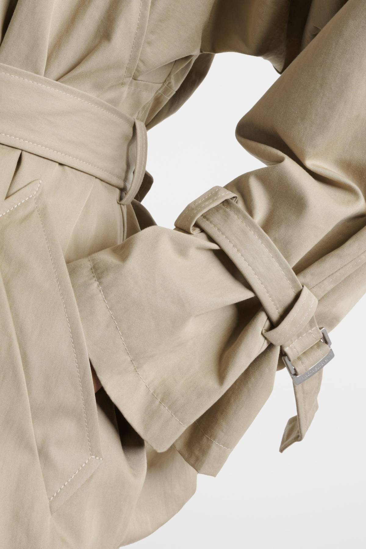 Ilsafa Hooded Bubble Belted Jacket - Khaki