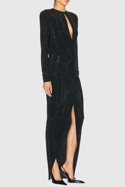 Inara Crystal Embellished Split Maxi Dress