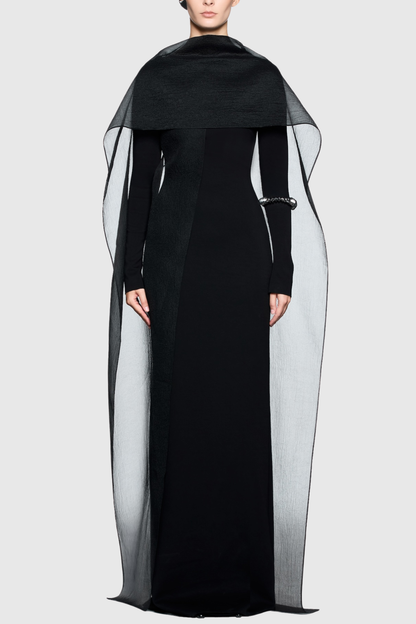 Iraseza Overlay Shawl  Maxi Dress - Black