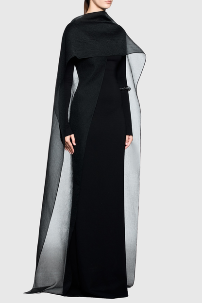 Iraseza Overlay Shawl  Maxi Dress - Black