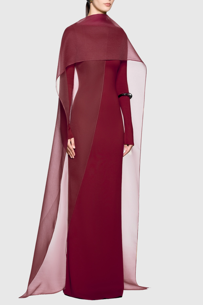 Iraseza Overlay Shawl  Maxi Dress - Wine