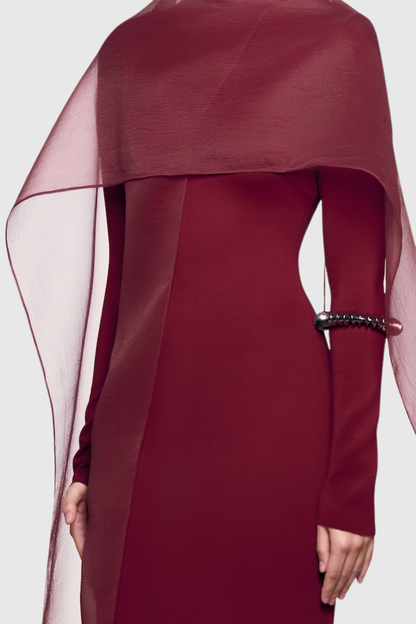 Iraseza Overlay Shawl  Maxi Dress - Wine