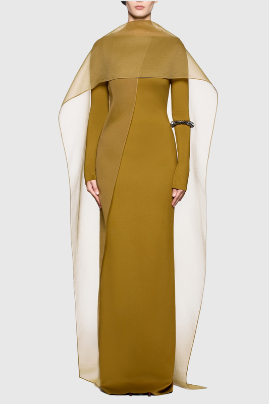 Iraseza Overlay Shawl  Maxi Dress - Yellow