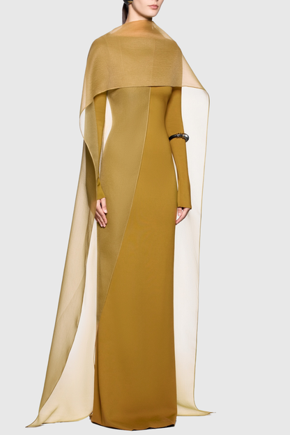 Iraseza Overlay Shawl  Maxi Dress - Yellow