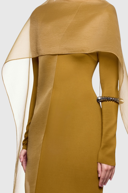 Iraseza Overlay Shawl  Maxi Dress - Yellow