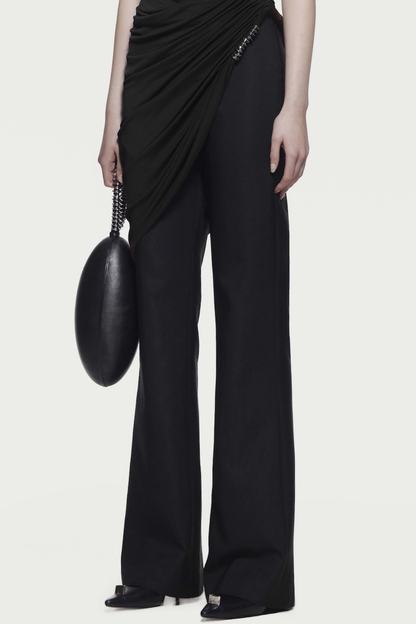 Irma Asymmetric Ruched Top - Black