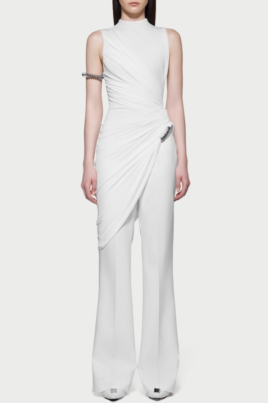 Irma Asymmetric Ruched Top - White