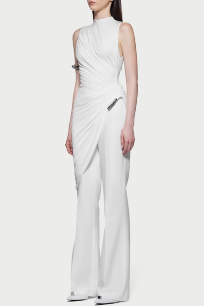 Irma Asymmetric Ruched Top - White