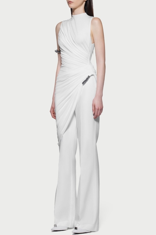 Irma Asymmetric Ruched Top - White