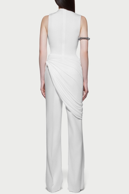Irma Asymmetric Ruched Top - White