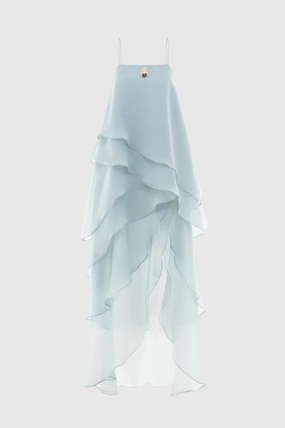 Isabeau Asymmetric Layer Maxi Dress - Blue