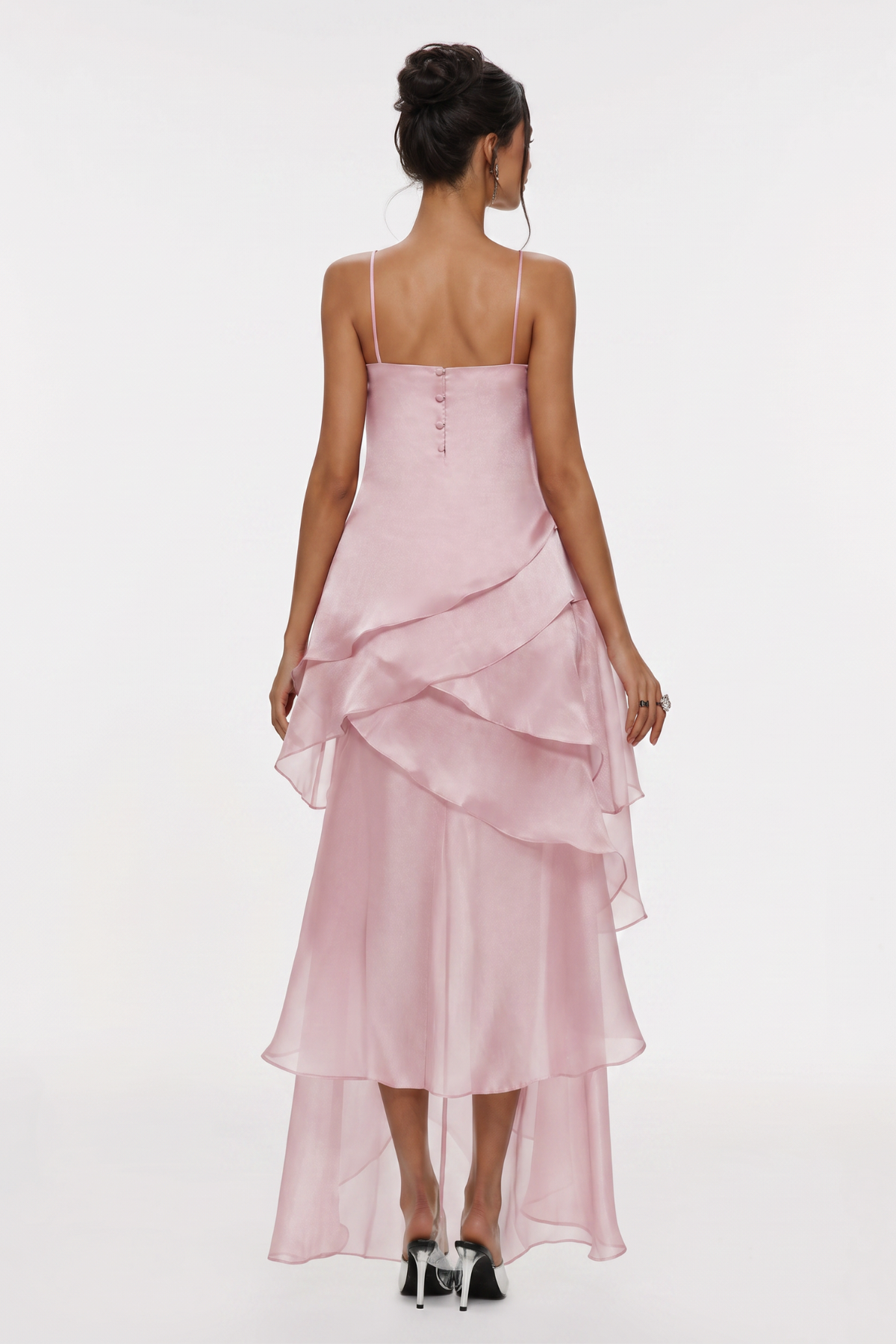 Isabeau Asymmetric Layer Maxi Dress - Pink