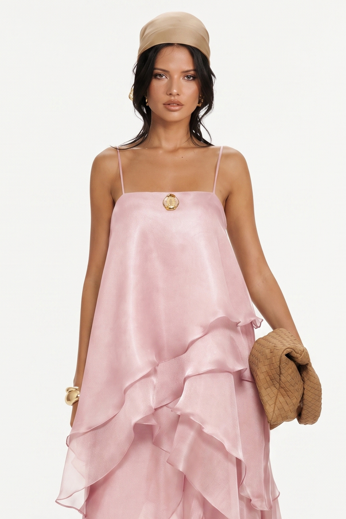 Isabeau Asymmetric Layer Maxi Dress - Pink