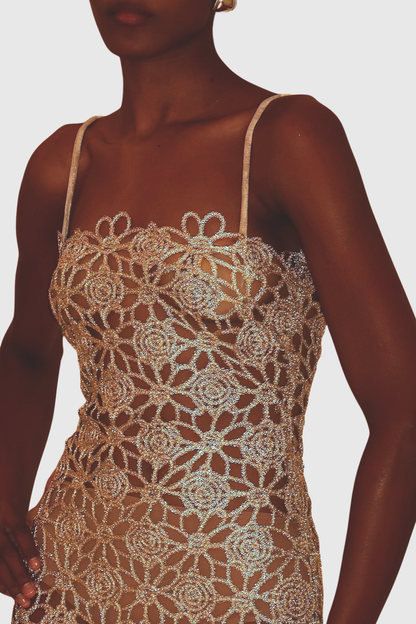 Isak Floral Crochet Midi Dress