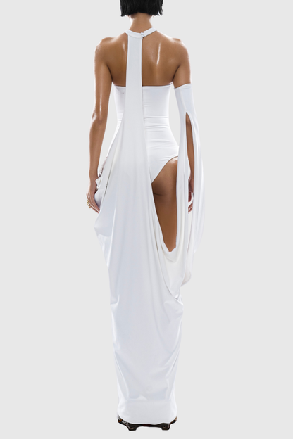 Iskanda Asymmetric Draped Maxi Dress