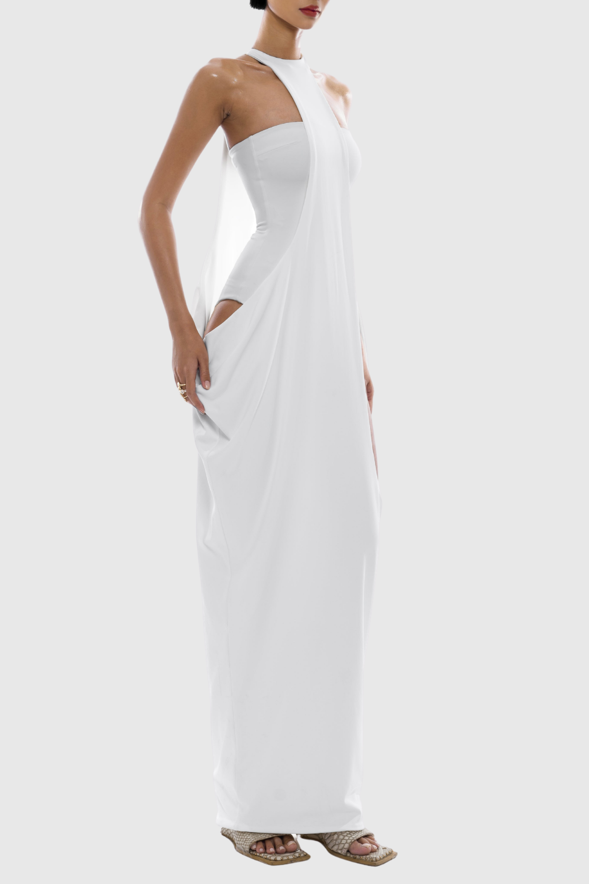 Iskanda Asymmetric Draped Maxi Dress