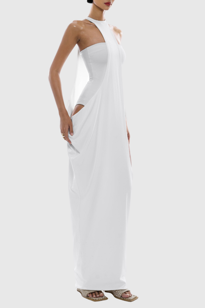 Iskanda Asymmetric Draped Maxi Dress