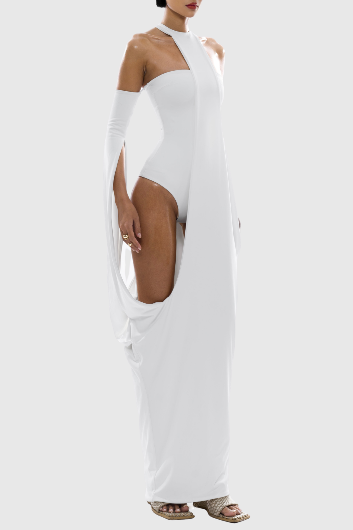 Iskanda Asymmetric Draped Maxi Dress